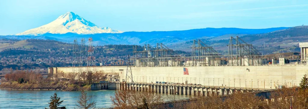 Mount Hood rising over the Columbia River at The Dalles.